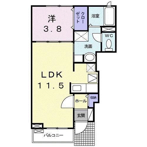 ヴィア レーベン(1LDK/1階)の間取り写真