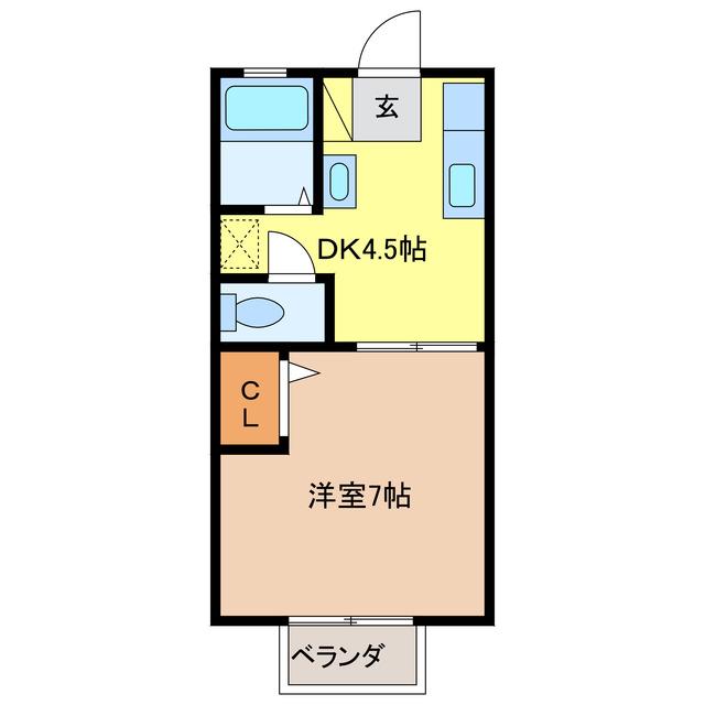 アメニティ21(1DK/1階)の間取り写真