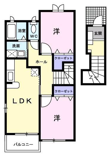 ミルキーウェイ(2LDK/2階)の間取り写真