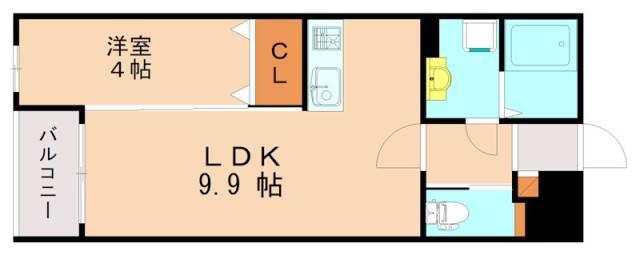 アヴァンセ千早(1LDK/2階)の間取り写真