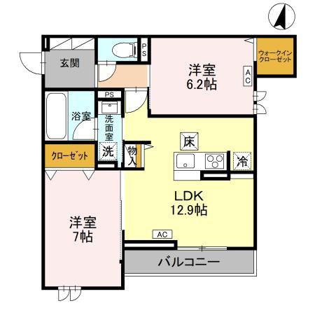 U-TORISIA簗瀬(2LDK/1階)の間取り写真