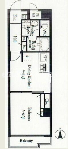 キャッスルマンション西新宿(1DK/5階)の間取り写真