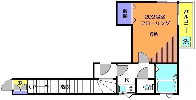 若林ハイム(1K/2階)の間取り写真