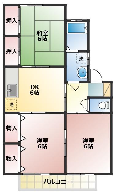 クレール(3DK/2階)の間取り写真