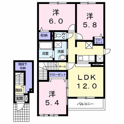 RERA I(3LDK/2階)の間取り写真