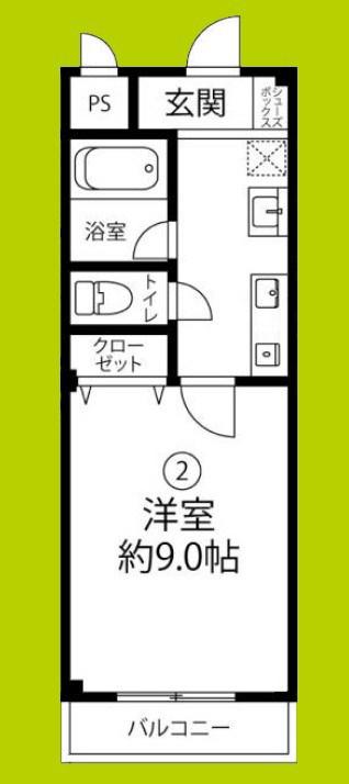 ヴィレッタ福島(1K/2階)の間取り写真