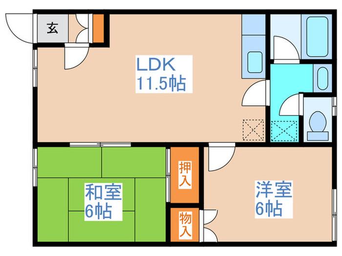 メイプルコート(2LDK/1階)の間取り写真