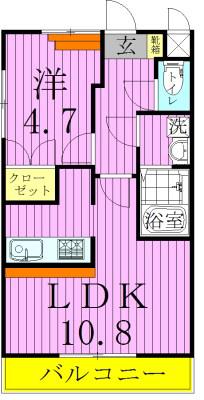 クレールスクエア(1LDK/2階)の間取り写真