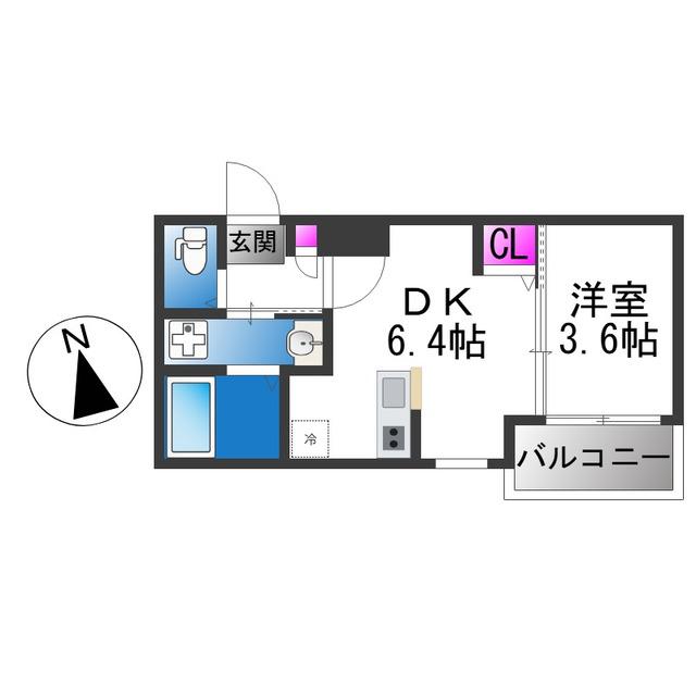賑町シーエム・ディス(1DK/3階)の間取り写真