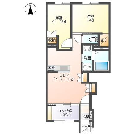 サンハイツB(2LDK/1階)の間取り写真