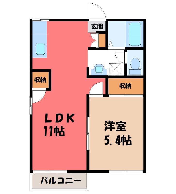 コーポ・ラピュタII(1LDK/2階)の間取り写真