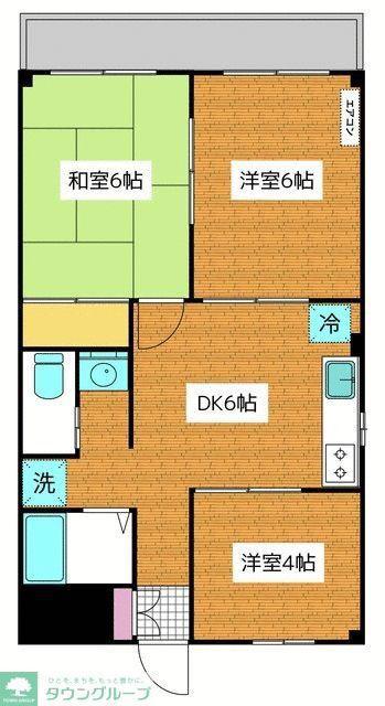 明石マンション B棟(3DK/3階)の間取り写真