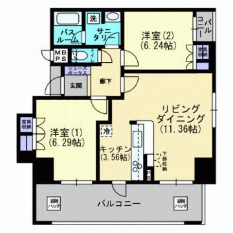 アルファステイツ清心(2LDK/6階)の間取り写真
