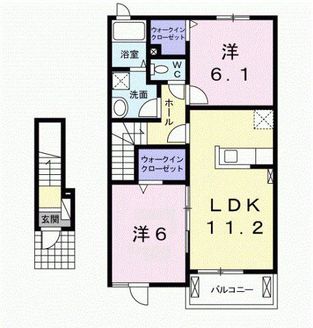 パストラール ライツI(2LDK/2階)の間取り写真