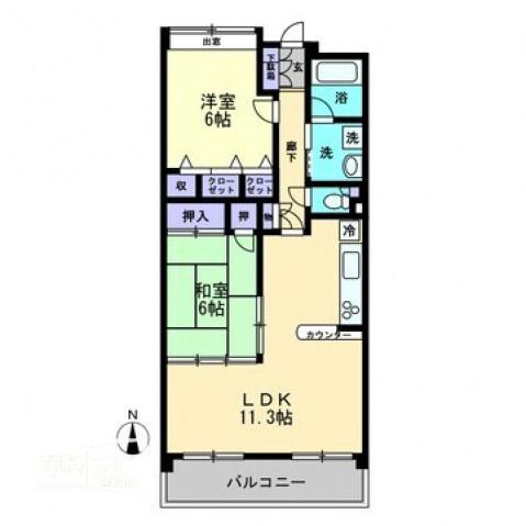 クレールII(2LDK/4階)の間取り写真