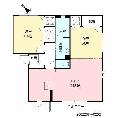 カメリア(2LDK/2階)の間取り写真