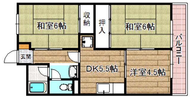 寺田ハイツ(3DK/3階)の間取り写真