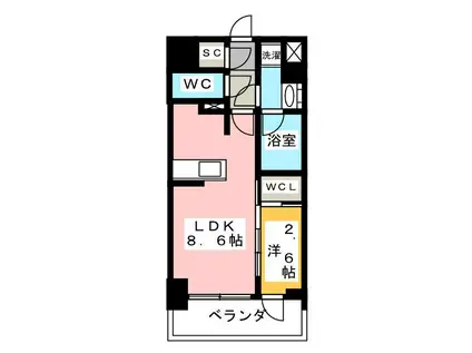 KDXレジデンス上石神井II(1LDK/4階)の間取り写真