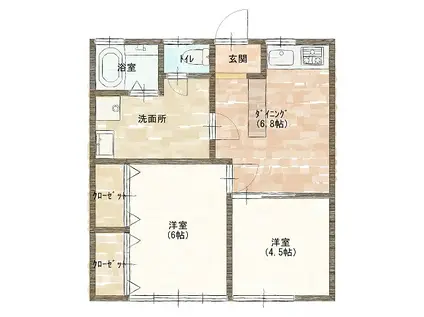 エル・カーサ宮子(2DK/1階)の間取り写真