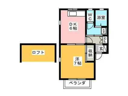 SUNSUN館 (1DK/2階)の間取り写真