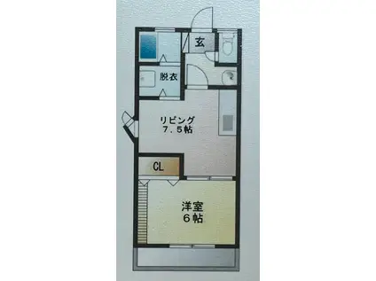 南一番館(1DK/2階)の間取り写真