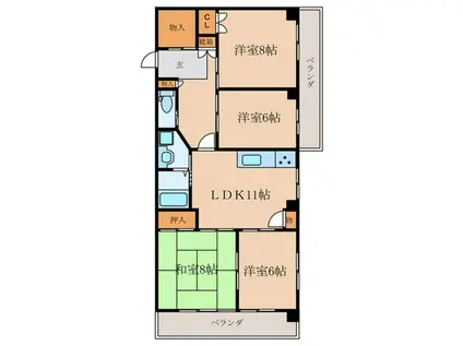 メロディーハイム(4LDK/2階)の間取り写真