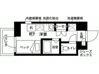 バウスクロス北新宿(ワンルーム/8階)の間取り写真