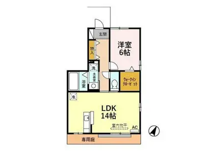 ルシエルII(1LDK/1階)の間取り写真