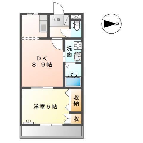 ムーンレインボー(1DK/2階)の間取り写真