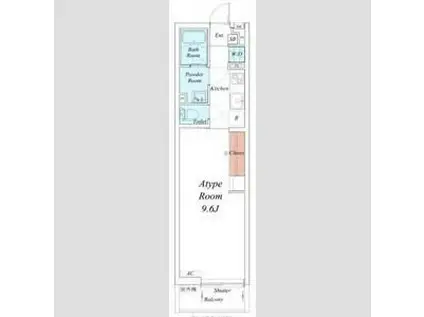 リブリ・百道(1K/1階)の間取り写真