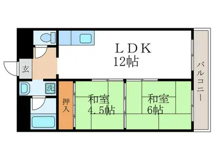 シャトー高野(2LDK/3階)の間取り写真