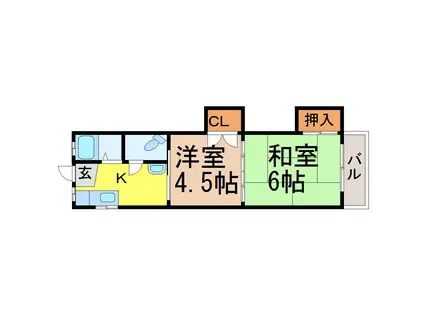 不二ビル(2K/5階)の間取り写真