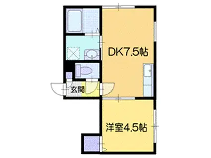 ハピネス銭函II(1DK/2階)の間取り写真