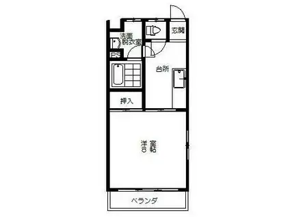 ヴェルディール(1K/2階)の間取り写真