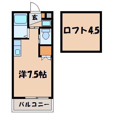 MODERN西山B(ワンルーム/1階)の間取り写真
