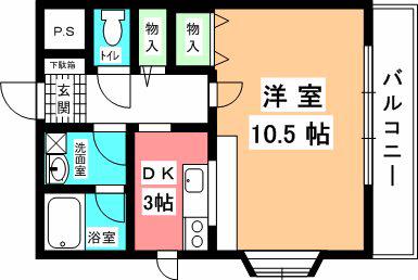 ベルメゾンスエヒロ(1K/4階)の間取り写真