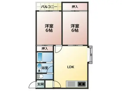 リバーサイド駒見(2LDK/1階)の間取り写真