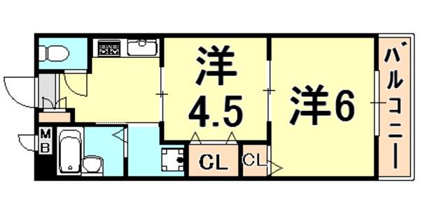 FM城ヶ堀(2K/3階)の間取り写真