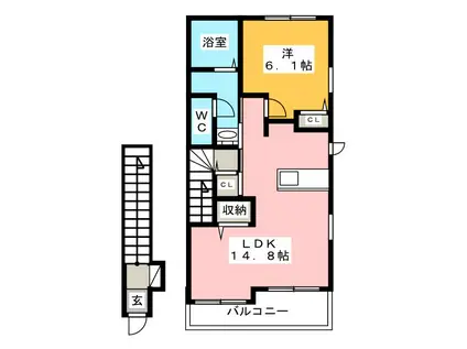 ベル アンジュ I(1LDK/2階)の間取り写真