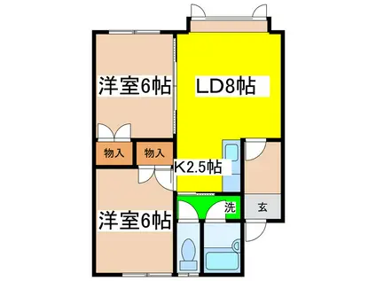 エンドウアウディ(2LDK/1階)の間取り写真