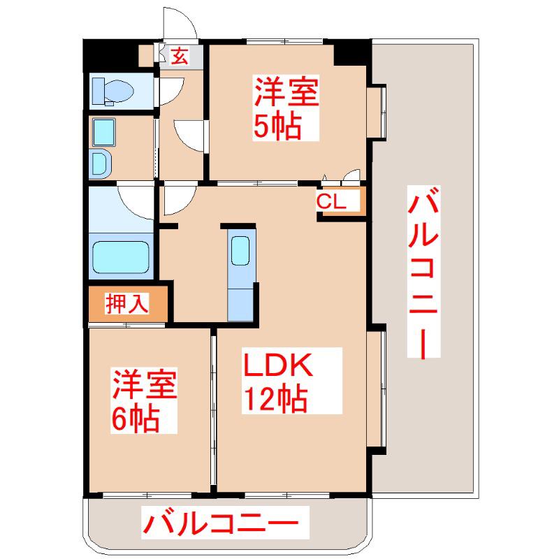 プレジデント勇貴(2LDK/4階)の間取り写真