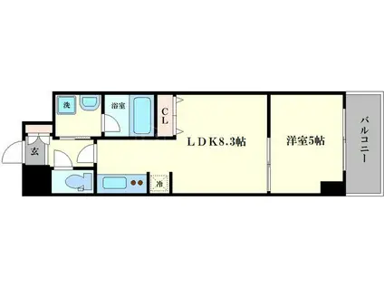 ブラービ南船場(1LDK/7階)の間取り写真