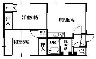 スカイコーポ(2DK/1階)の間取り写真