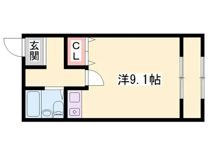 グリーンヒル(1K/1階)の間取り写真