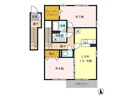 パレロワイヤルA(2LDK/2階)の間取り写真