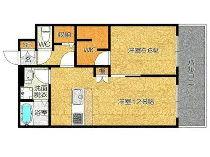 ケイジェイ博多住吉ビル(1LDK/6階)の間取り写真