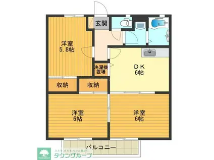 サンガーデン中山B(3DK/2階)の間取り写真