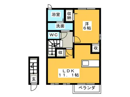 グレイスフル A(1LDK/1階)の間取り写真