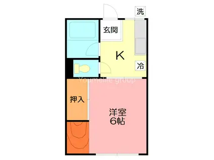 シティハイム開盛I(1K/2階)の間取り写真