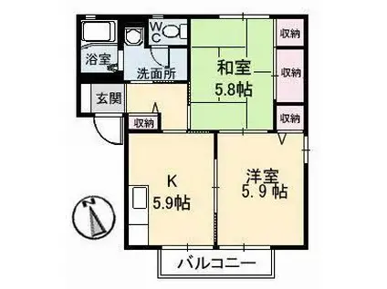 メゾン武智C棟(2K/1階)の間取り写真